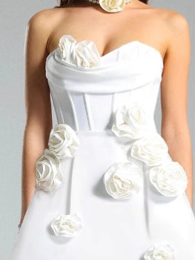 European and American Foreign Trade Women's Dress Three-Dimensional Flower Decoration Tight Tube Top Bandage dress Elegant Wedding Party Short Dress