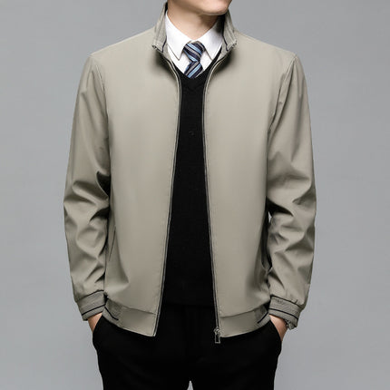 Spring 2025 New Business Middle-aged Casual Jacket Coat Men's Dad Top Middle-aged Baseball Tie Clip