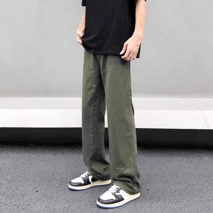Army Green Logging Crane Pants Men's 2025 Spring American Style High Street Loose Straight Casual Pants cleanfit Pants