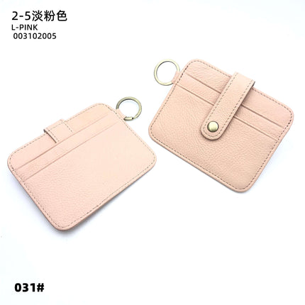 Vintage Oil Wax Leather Buckle Genuine Leather Card Holder Men's Multifunctional Cowhide Women's Coin Purse with Key Ring Driver's License Holder