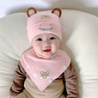 Round-eared bear pink + triangle towel / 1-12 months 38-46cm