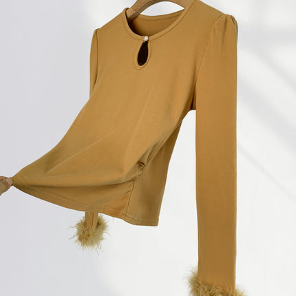 Double-sided Brushed Velvet Top Slim-fit Slimming Plush Cuff New Chinese Style fleece-lined Thickened Base Shirt Women's New