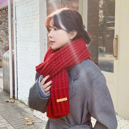 Scarf Women's Autumn and Winter Atmosphere New Korean Style Western Style Knitted Couple Warm Thickened Cold-proof Scarf Men's Wholesale