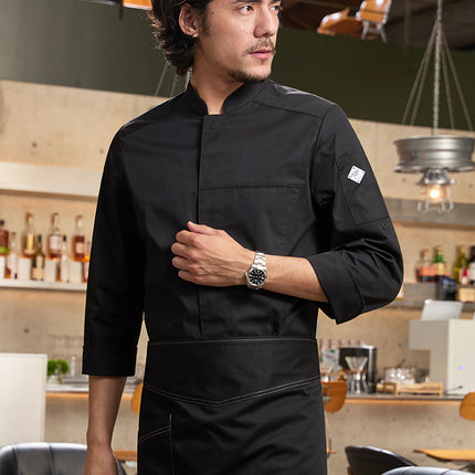 Tesmei Chef Uniform Men's Long-Sleeved Chef Coat Hotel Western Restaurant Baking Back Kitchen Suit Chef Uniform