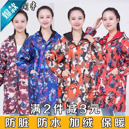 New Style Fleece-lined Overalls Thickened Long-sleeved Work Clothes Carrying Jacket Men's Work Wear Camouflage Labor Protection Clothing Blue