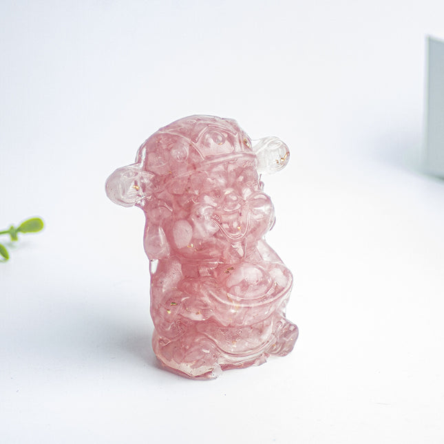 Cross-border Natural Crystal Gravel Glue Dripping God of Wealth Lucky Treasure Desktop Living Room Home Accessories Gift Ornaments
