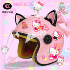 Children's 3c thickening + cat t2 / Pink half helmet + rocking cat + black and pink fox ears + pink butterfly