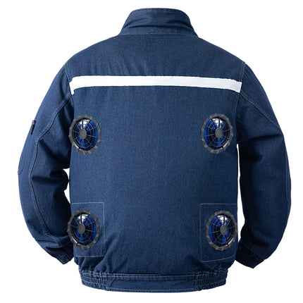Summer Pure Cotton Anti-Scald Welding Worker Air-Conditioning Suit, Heat-Resistant Cooling Fan Clothing, Construction Site Labor Protection Workwear