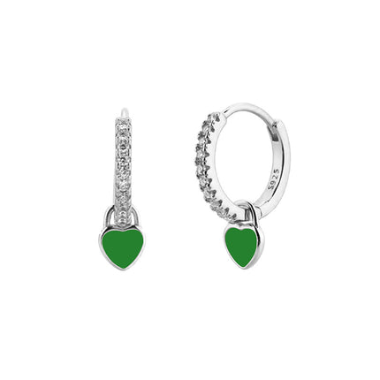 Cross-Border European and American Style Ins-Style Heart-Shaped Earrings with Colorful Zircon, Light Luxury, High-End Fashion and Elegant Earrings