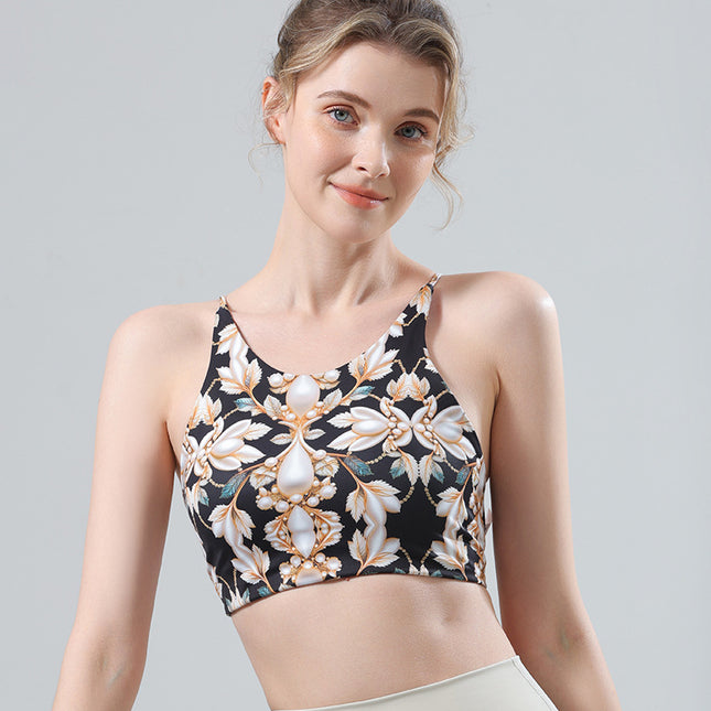 Foreign Trade Color Yoga Clothing suit Sports Bra Underwear Women's Gather Sexual Beauty Vest Cross Sling Fitness Pants