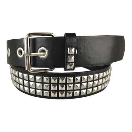 Big Skull Hip Hop Alloy Rivet Square Beads Pyramid Distinctive Belt Women's All-match Decorative High-grade Sense Belt