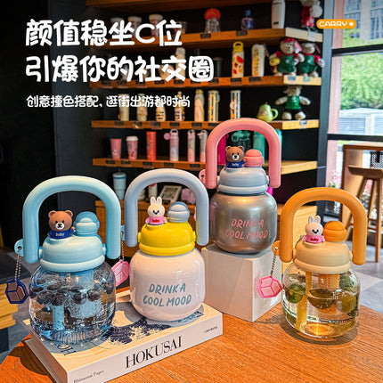 Wholesale Large-Capacity Plastic Straw Cups for Summer, Suitable for Men and Women, with a High Aesthetic Appeal, Portable Outdoor Sports Water Bottles for Children