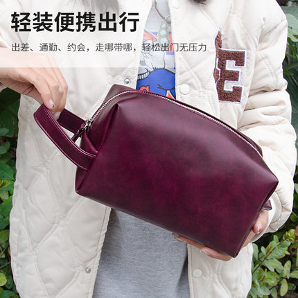 Retro crazy horse pu leather new cross-border cosmetic bag Europe and the United States large capacity travel multi-functional portable washing and storage bag