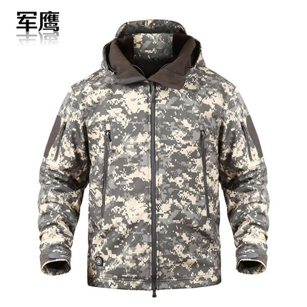 2026 Cross-Border Military Eagle Shark Skin Soft Shell Tactical Camouflage Jacket Men's Warm Breathable Wear-Resistant Military Fan Waterproof Jacket