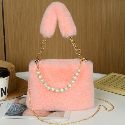 Cross-border Autumn and Winter Plush Bag New Style Bag Women's Ins Niche Chain Crossbody Bag Fashionable Small Square Bag Mao Mao Bag