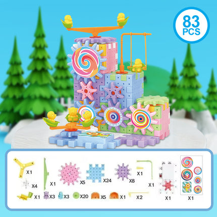 Variety of Electric Building Blocks DIY Gear Rotating Building Blocks Rail Car Kidsren's Educational Early Education Assembled Large Particle Toys