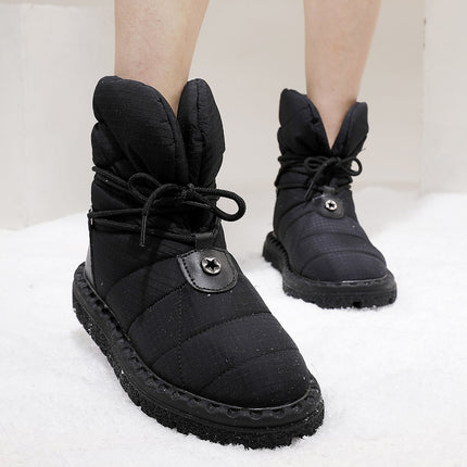Clearance Cross-Border Snow Boots for Travel to Russia, Large Collar, Black, Fashionable, Warm, Thick Fur Lining, Anti-Slip Snow Boots
