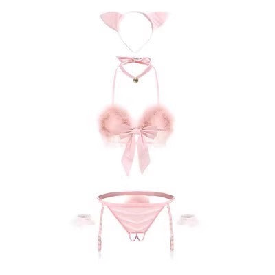 Sexy Lingerie, Sexy and Charming Three-Point Cat Girl Uniform, Tempting Open File, No Need to Take Off One-Piece Pajamas, Passion Suit