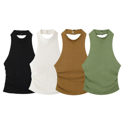 Foreign trade cross-border supply wholesale European and American wind texture hanging neck collar jacket 5039492 texture pants 5039347