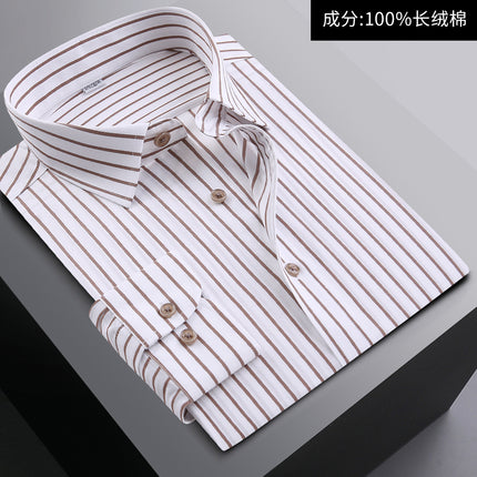 Light Luxury White Men's Shirt High-set Men's Pure Cotton Shirt 100% Cotton Business Clothing Non-ironing White Shirt