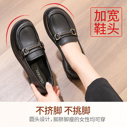 Mom's Shoes for Spring and Autumn, Non-Slip, Comfortable for Middle-Aged Women, New Soft-Soled 2026 Leather Shoes for Middle-Aged and Elderly, Soft Surface Single Shoes