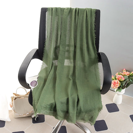 New Spring and Summer Fashion Cotton and Linen Solid Color Headscarf Beach Towel Sun Protection Large Size Silk Scarf Shawl for Women