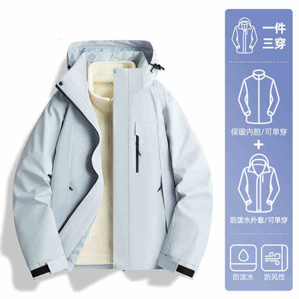 Camel HJCAMEL Jacket Men's and Women's Trendy Brand Three-in-One Windproof and Waterproof Couple's Jacket Mountain Climbing and Mountaineering Suit