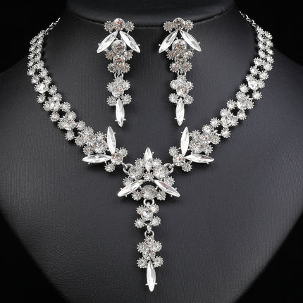 Europe and the United States Hot Jewelry Cross-border Supply Bridal Necklace suit Fashion High-end Crystal Wedding Dress Banquet Dress Jewelry