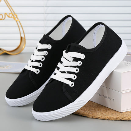 White Shoes, Breathable Women's Summer Work Shoes, Nurse Shoes, Old Beijing Cloth Shoes, Non-Slip Flats-Soled Lace-Up Pure Color