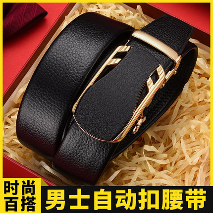 Automatic buckle belt men's business belt covered pig sausage belt versatile trendy belt one-piece delivery factory direct sales
