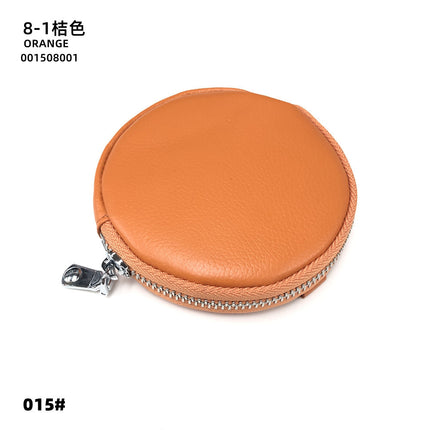 Mini Round Genuine Leather Small Coin Purse Bag Mother's Cowhide Women's Small Children's Zipper Key Coin Earphone Bag