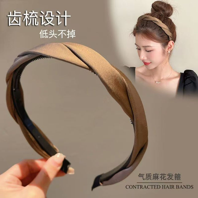 Handmade Cute Braided Cross Headband for Washing Face, Non-Slip Hairband for Holding Hair, Women's Hair Accessory Headband