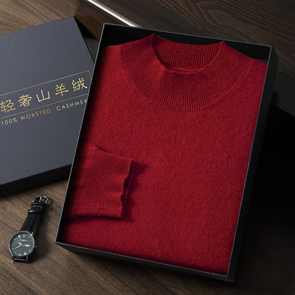 Business Casual Base Autumn and Winter Knitwear New Loose Large Size Cashmere Knitwear Men's Half Turtleneck Men's Cashmere Knitwear
