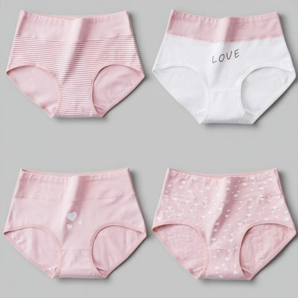 New Cross-Border 7A Antibacterial Mid-Waist Large Size Underwear Women's Combed Cotton Printed Seamless Women's Cotton Crotch Briefs