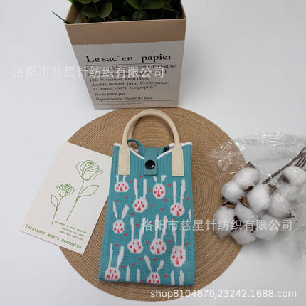 Girl's Heart-Shaped Knitted Crossbody Bag