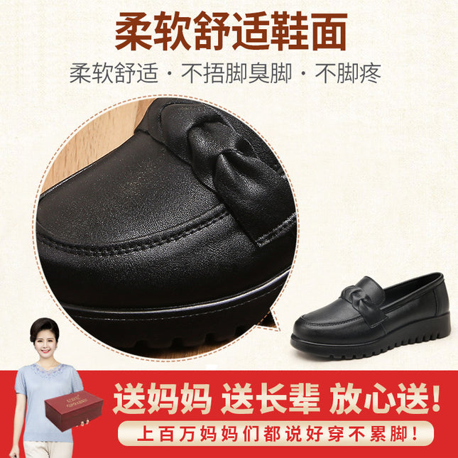 Mom's Shoes for Middle-Aged and Elderly People, Spring and Autumn Single Shoes, Soft-Soled Non-Slip Women's Shoes, Flat-Soled 2026 New Comfortable Leather Shoes