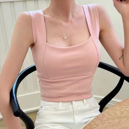 South Korea Dongdaemun New Slim-fit Slim-fit Sexy Chest-showing Pure Desire Style All-match Short Exposure Waist Camisole Vest for Women