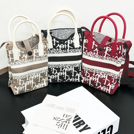 2025 Cross-Border Fly-Knit Korean Style Ins-Style Mini Crossbody Bag, Baodingbieji Phone Bag, Fashionable and Unique Knitted Bag