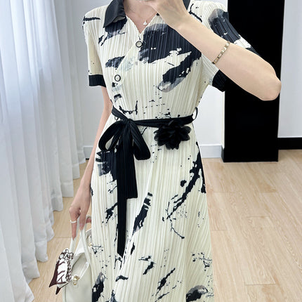 Sanzhai dress women's 2020 Summer new simple fashion all-match high-end elegant age-reducing commuter long skirt
