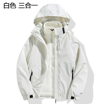 Outdoor sports clothing silver fox velvet liner windproof waterproof men and women with the same style three-in-one work clothes logo