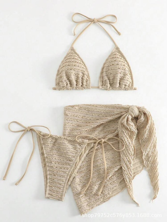 2024 European and American New Sexy Bikini Bikini Three-piece Split Strap Special Fabric in stock Swimwear for Women