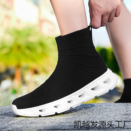 sneaker men's high-top socks cross-border plus size high elastic woven mesh shoes men's shoes sneakers