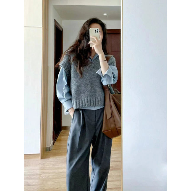 Autumn Skirt Women's 2023 New Early Autumn Wear suit Academy Style Shirt Vest Autumn Wear with a Complete Set