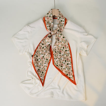 2025 European and American-style Beveled Silk Scarf Cross-border Silk Cashew Dot Long High-end Ribbon Scarf Women's Belt