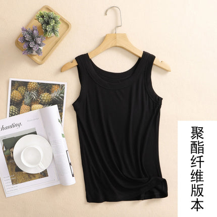 Women's Crewneck Anti-running Light Vest Casual Base Pure Cotton Anti-running Light Parm Thread All-match Beautiful Back Summer Outer Wear