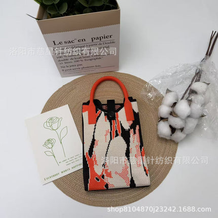 Girl's Heart-Shaped Knitted Crossbody Bag