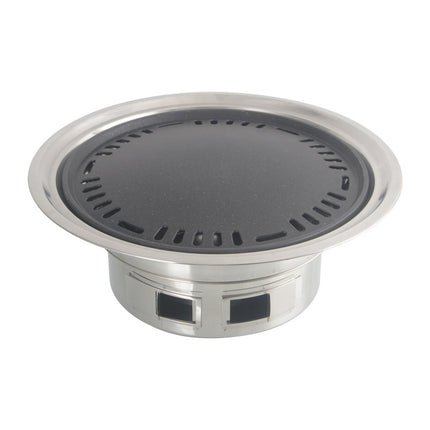 Korean-Style Barbecue Grill, Household Barbecue Stove, Commercial Indoor Smokeless Round Stainless Steel Outdoor Charcoal Grill, Windproof