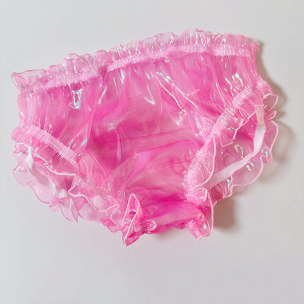 European and American style men's wearable laser magic color organza full transparent sexy firepower full open couple men's and women's underwear