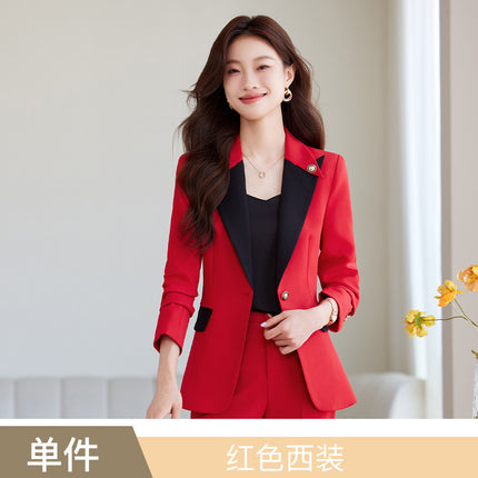 White Suit Jacket Women's 2024 Spring and Autumn New Fashion Sense Contrast Color Temperament Goddess Fan Host Professional suit