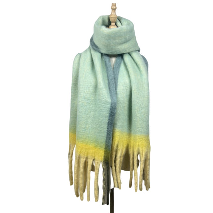 Simple Frame Solid Color Scarf Women's Warm Cashmere Tassel Scarf Autumn and Winter Contrast Color Scarf Cold-proof Shawl
